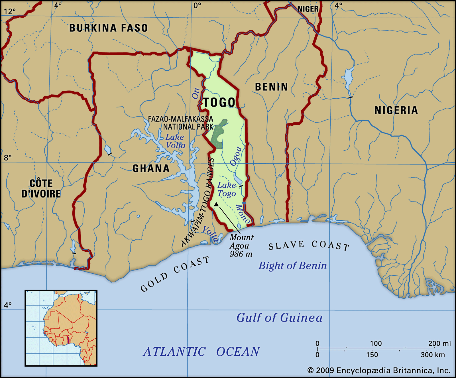 Physical features of Togo