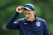Thomas Tuchel adjusts his cap at England training