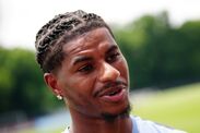 Marcus Rashford speaking at England training