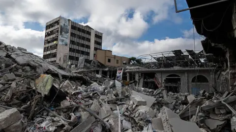 Getty Images Damage by Israeli airstrikes in the centre of Nabatieh on June 26, 2026 in Nabatieh, Lebanon. 