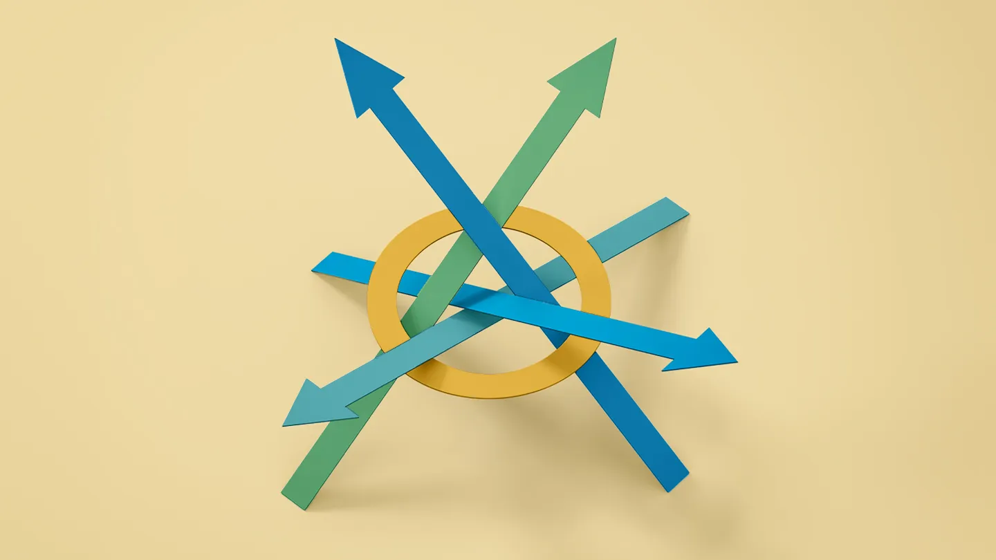 arrows leaving a circle that represent weight going up and down from a set point