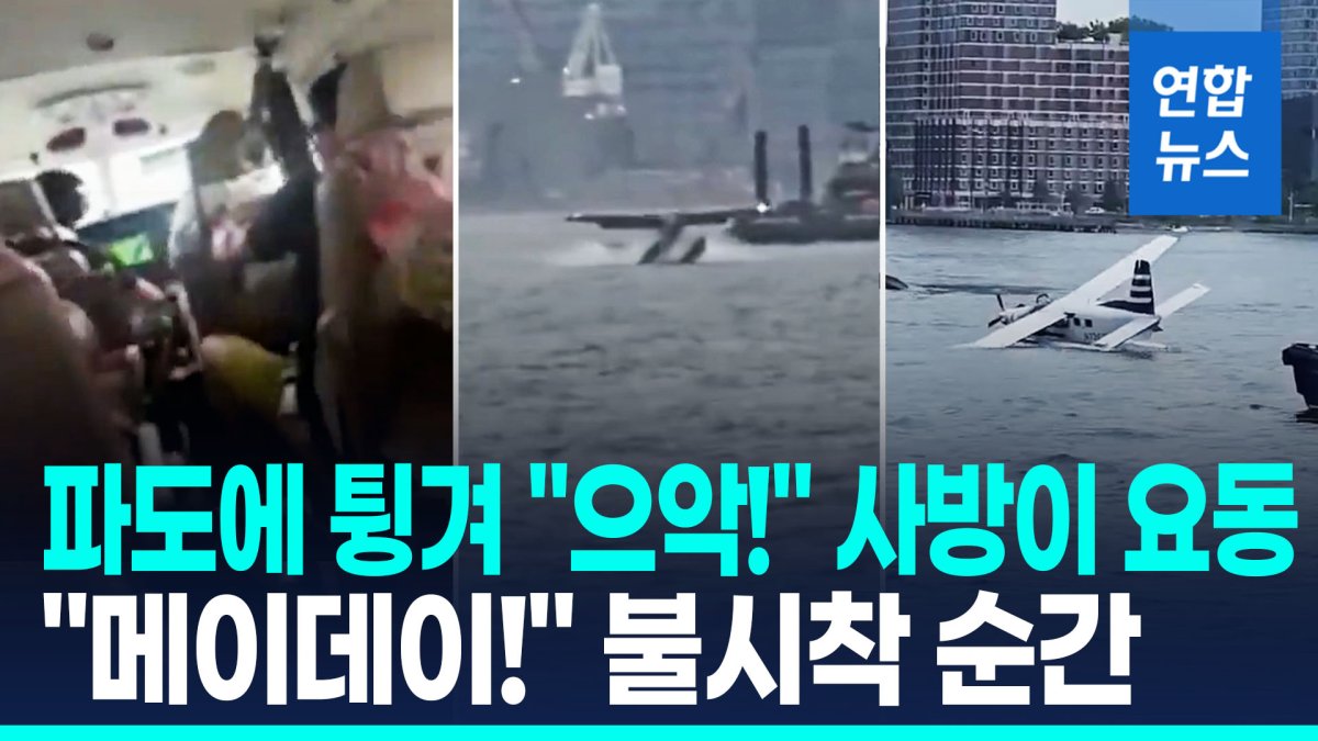 [영상] 경보음 울리고 "메이데이!"…뉴욕서 수상비행기 비상착수 '아찔'